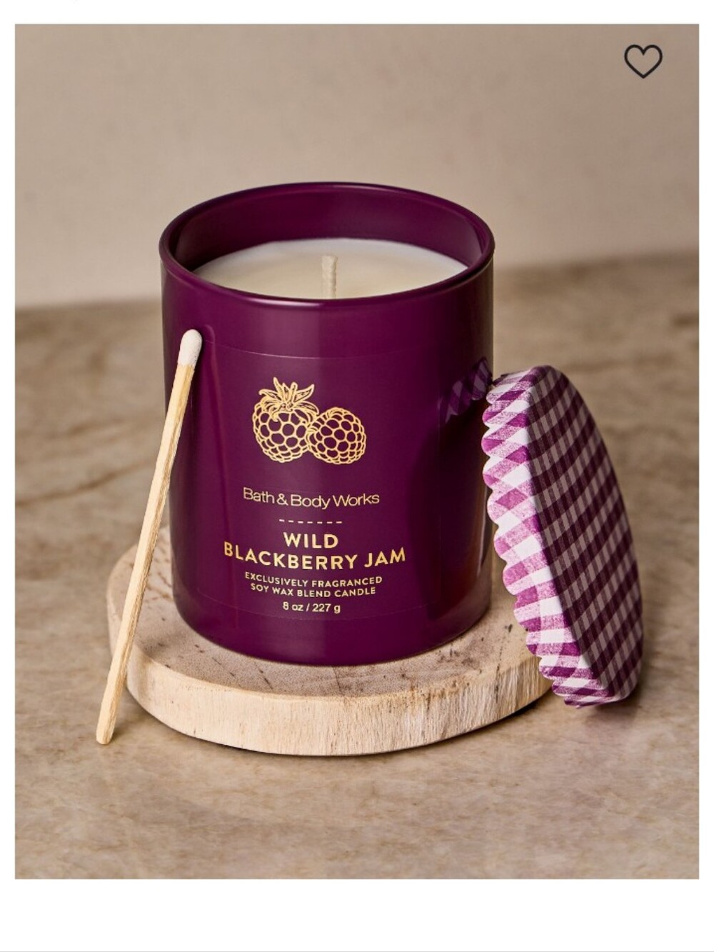 Bath & Body Works Purple Wild Blackberry Jam Candle with Gold Accents